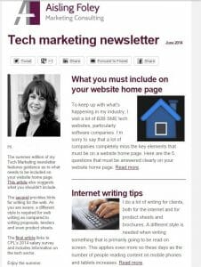 Tech marketing newsletter