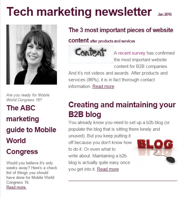 Tech marketing newsletter Jan 16
